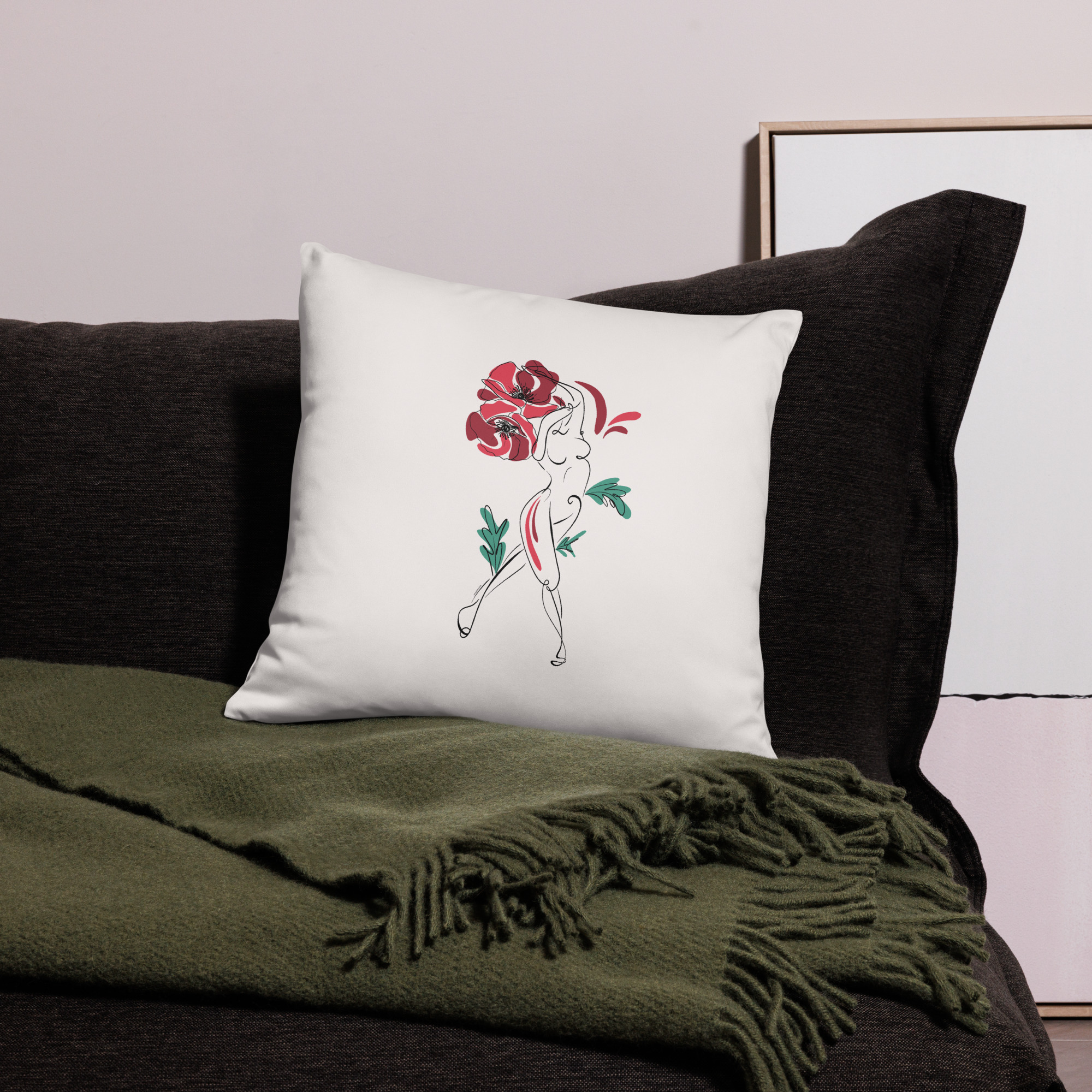 Femme Coquelicot Housse coussin - Image 3