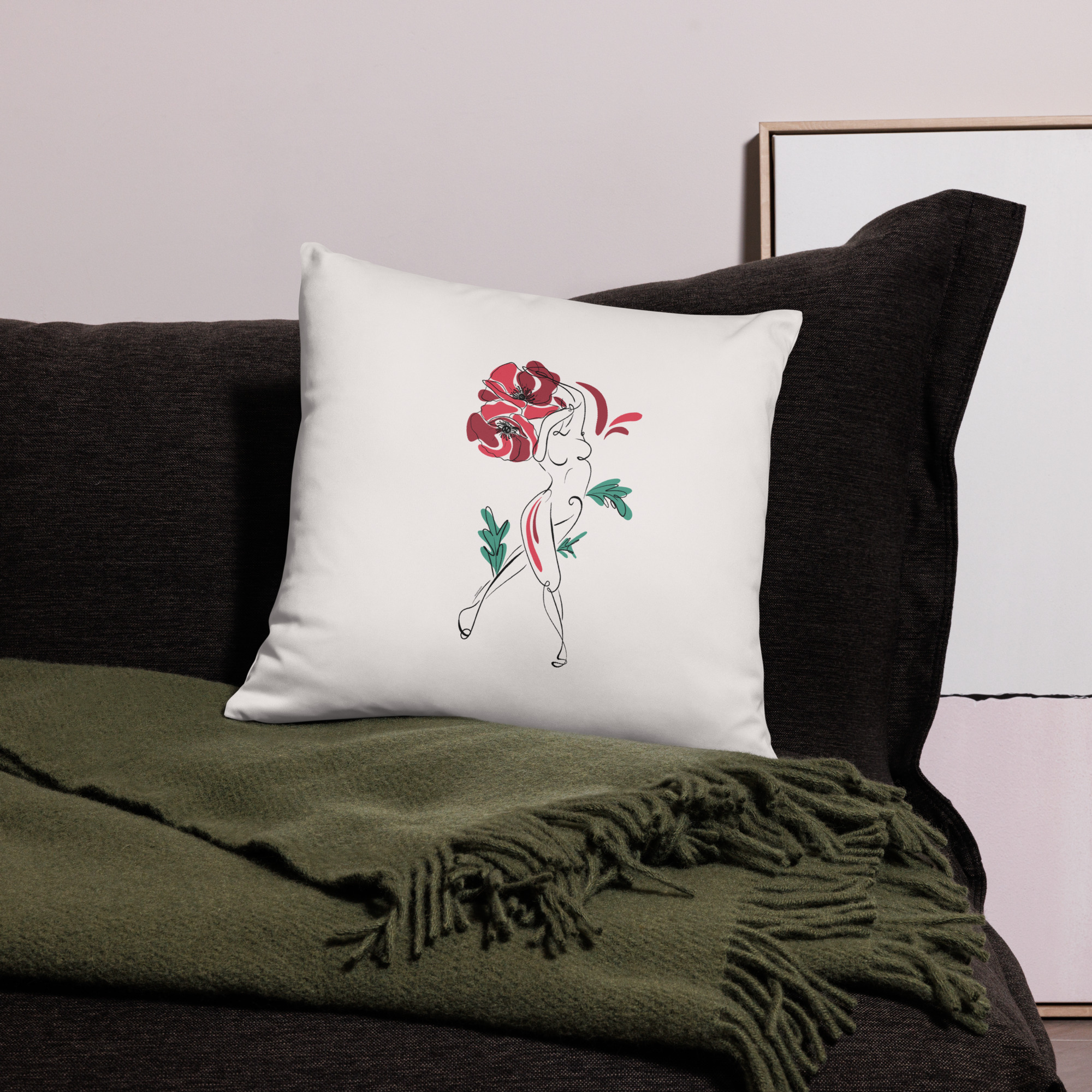 Femme Coquelicot Housse coussin - Image 2