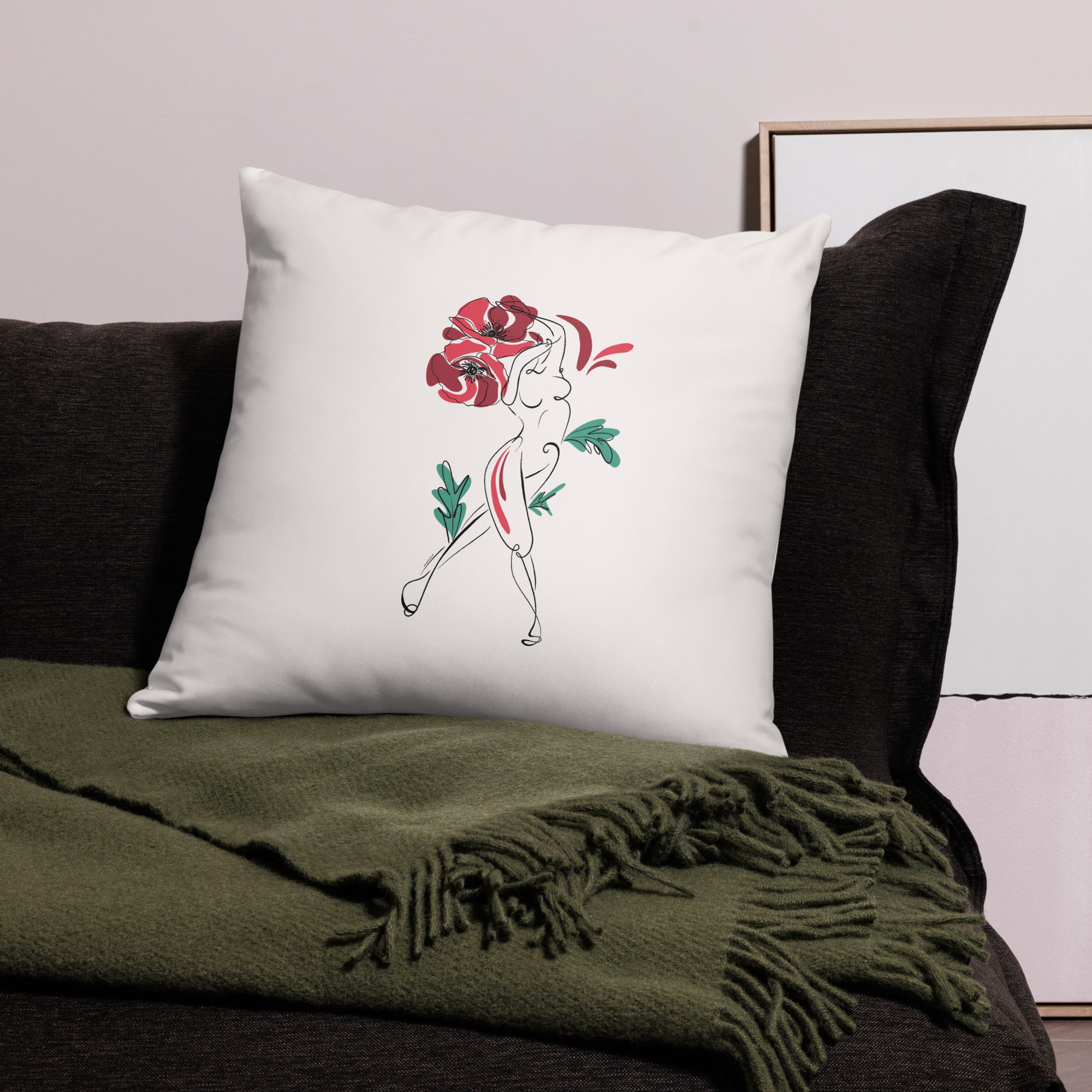 Femme Coquelicot Housse coussin