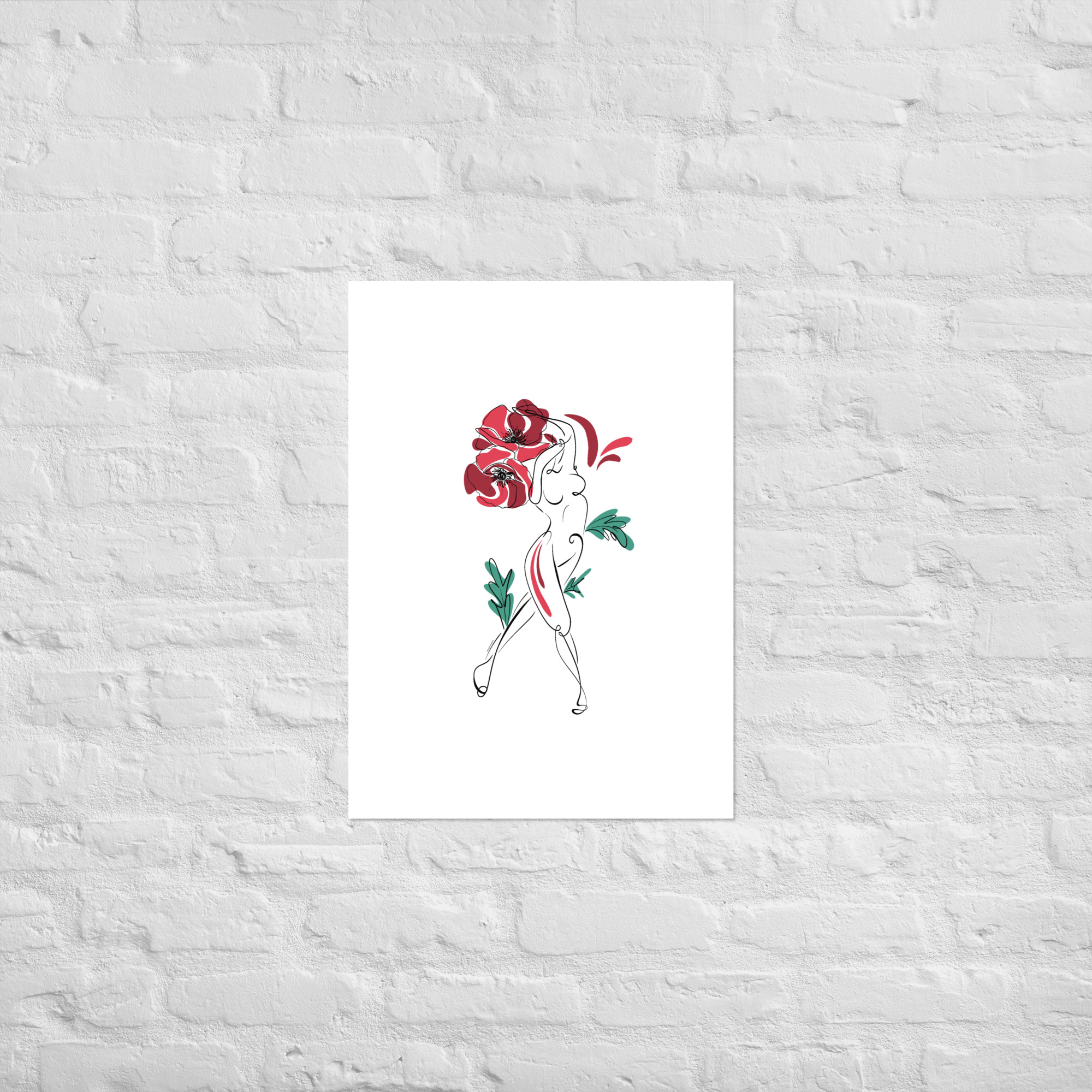 Femme Coquelicot Affiche