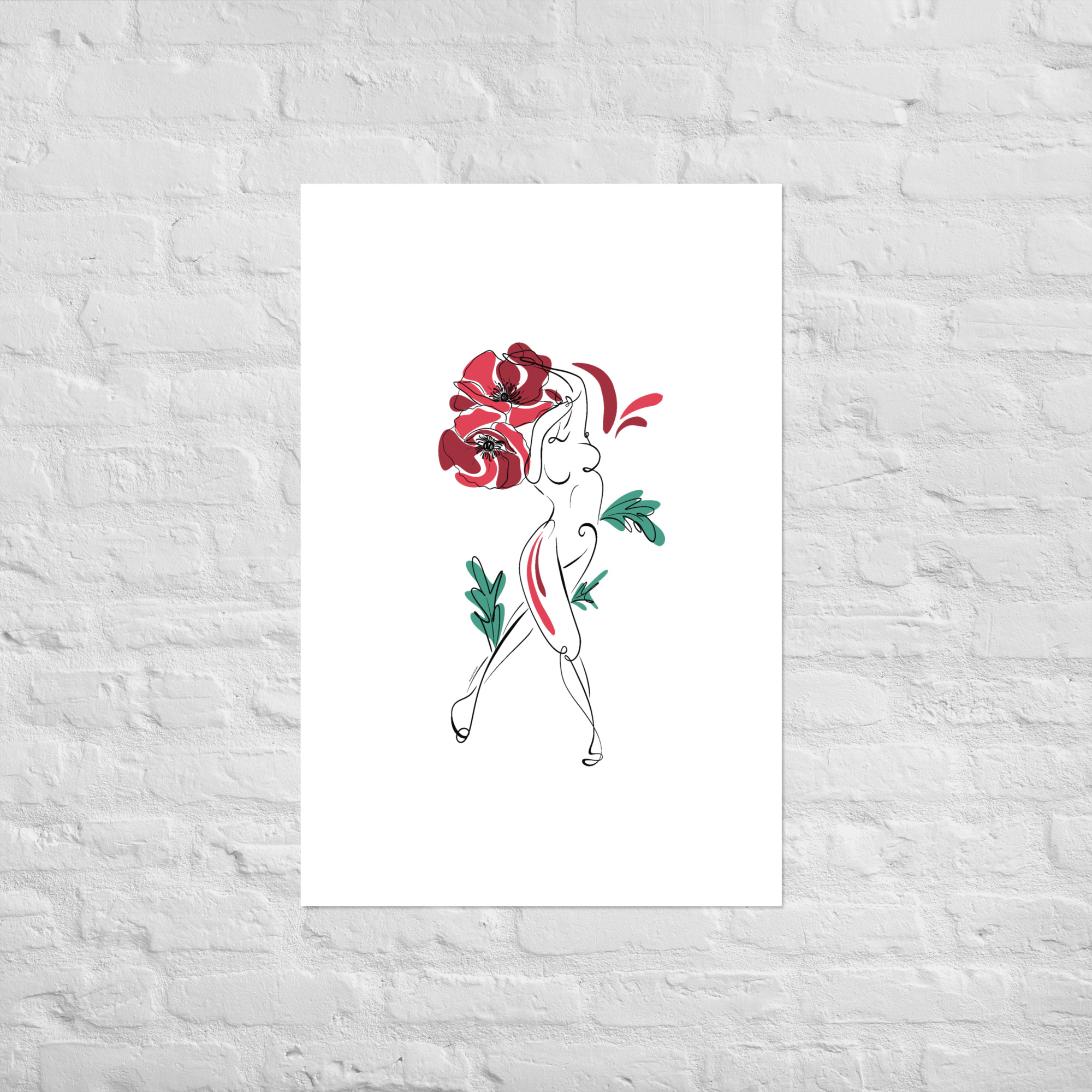 Femme Coquelicot Affiche - Image 6