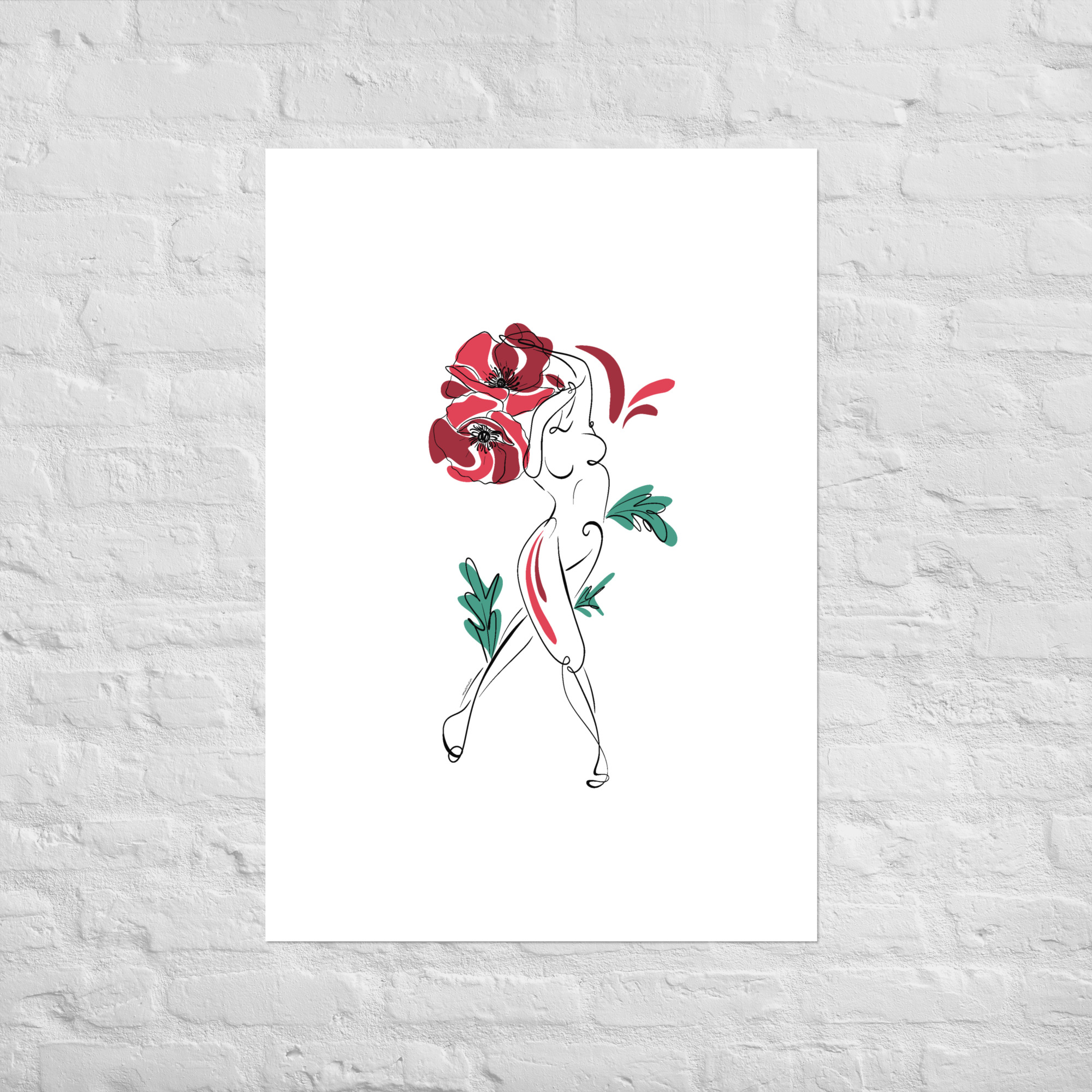 Femme Coquelicot Affiche - Image 7