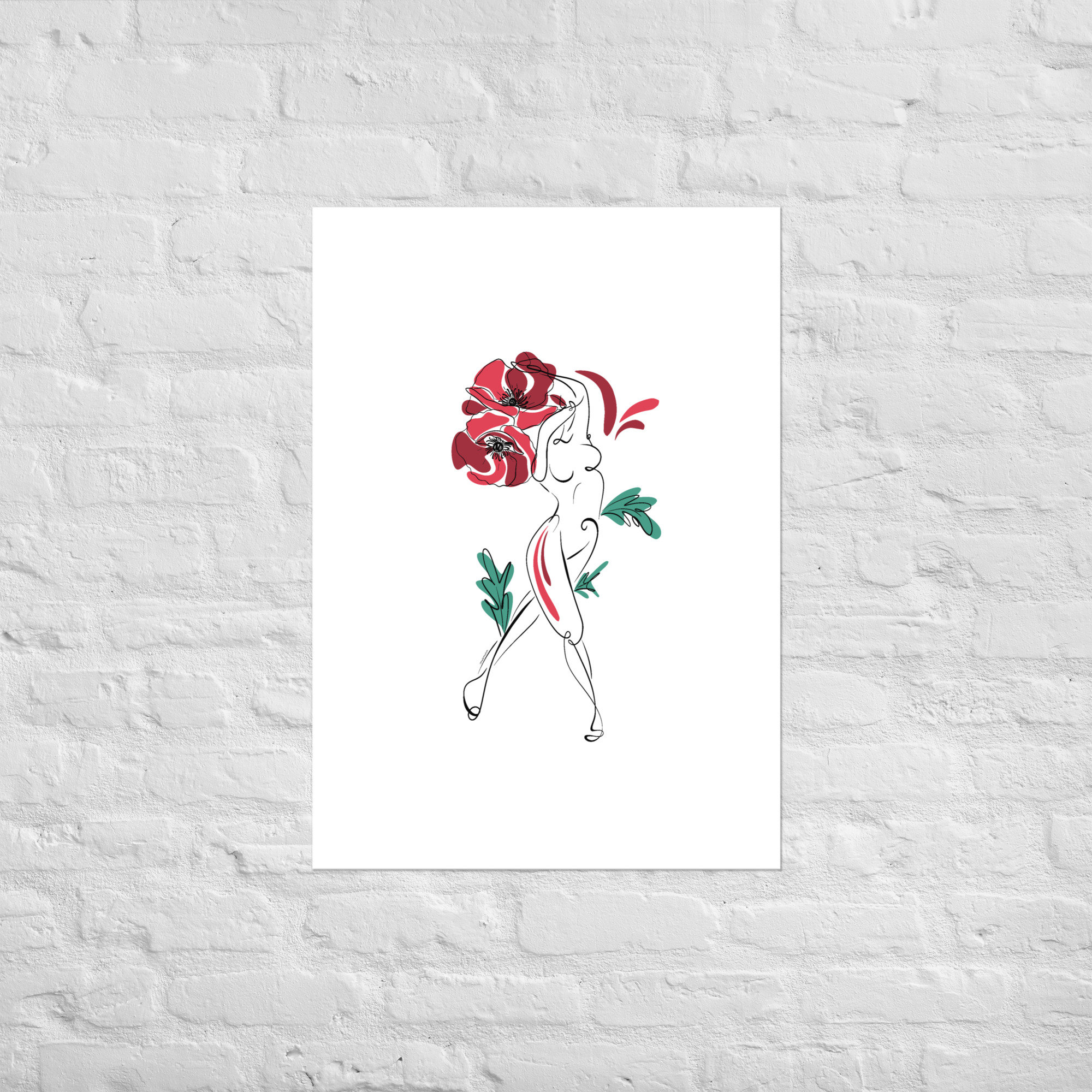 Femme Coquelicot Affiche - Image 2