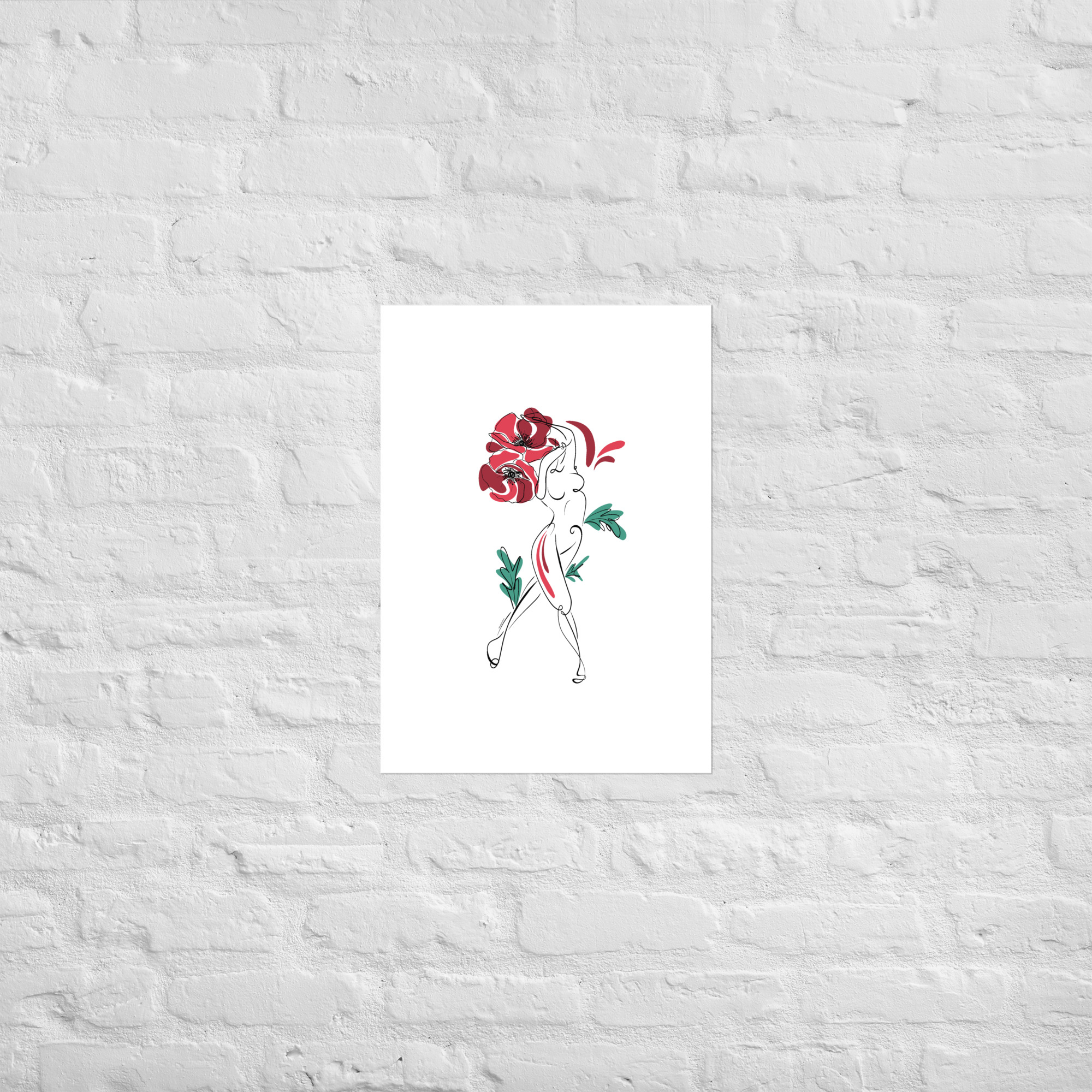 Femme Coquelicot Affiche - Image 3