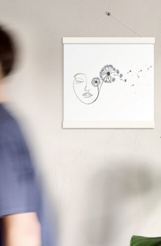 Femme Pissenlit Affiche avec accroches