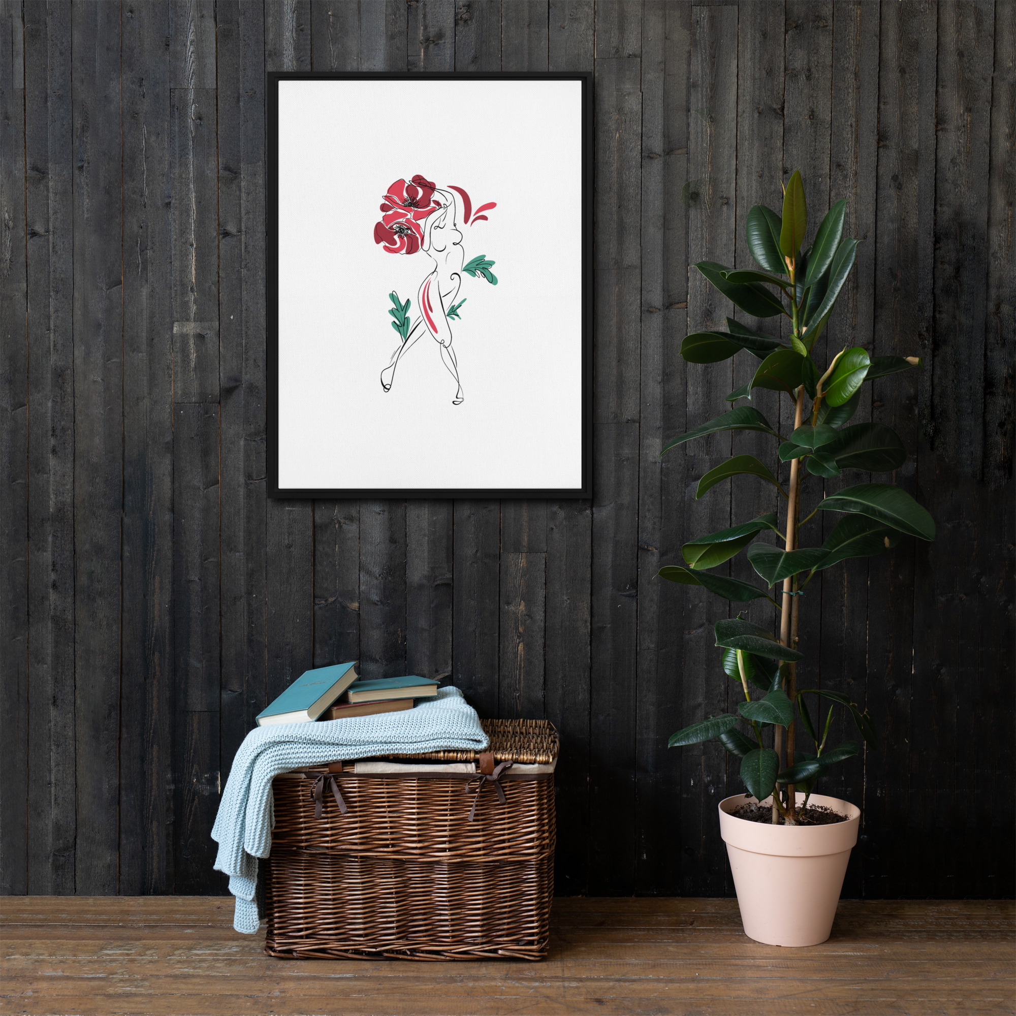 Femme Coquelicot Toile encadrée