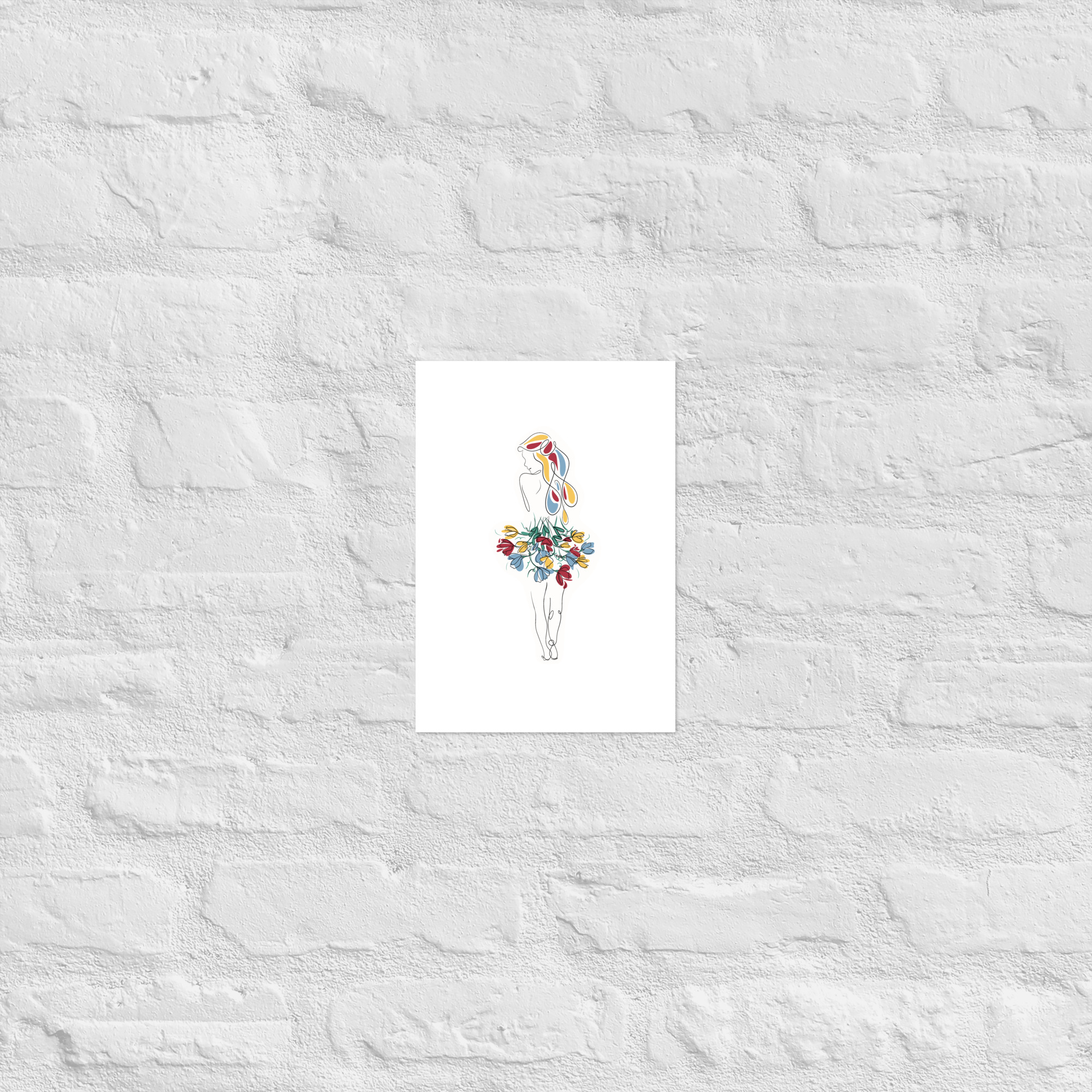 Femme Bouquet Coloré Affiche - Image 4