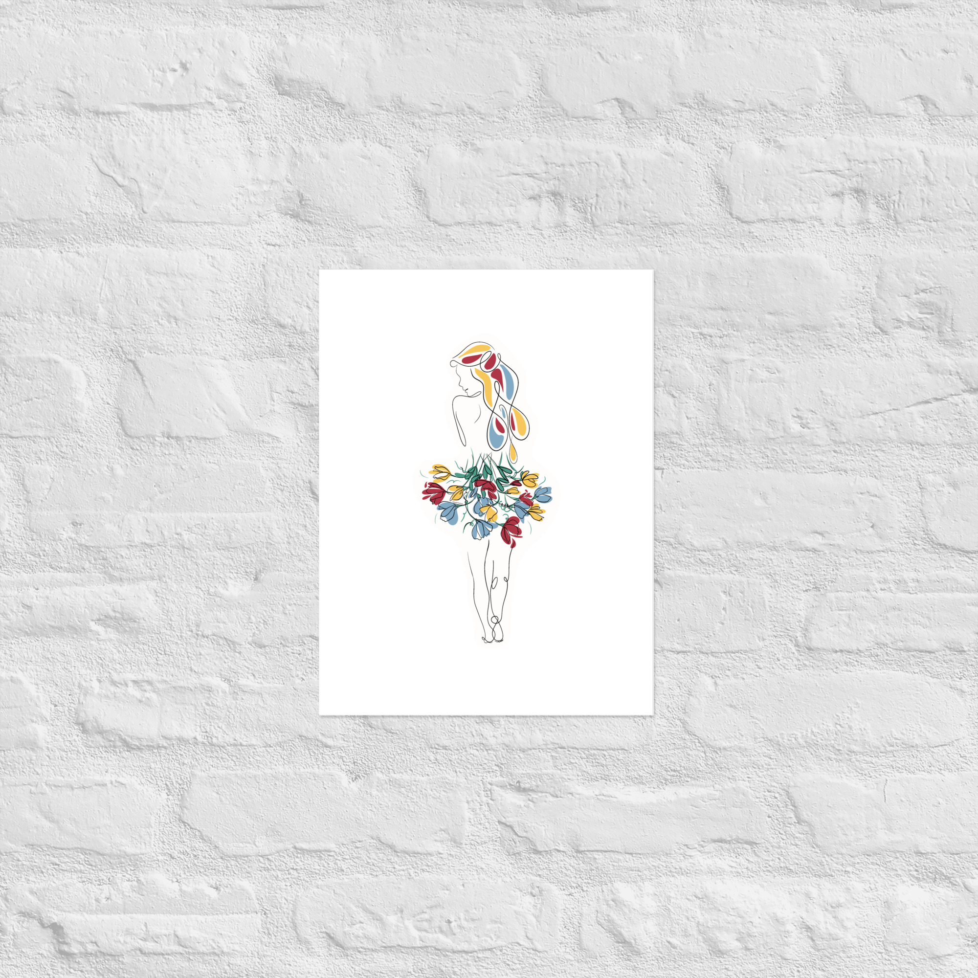 Femme Bouquet Coloré Affiche - Image 5