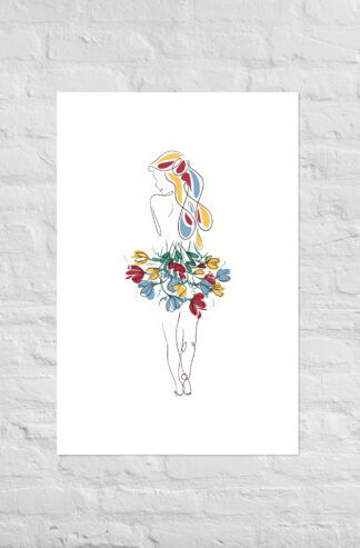 Femme Bouquet Coloré Affiche