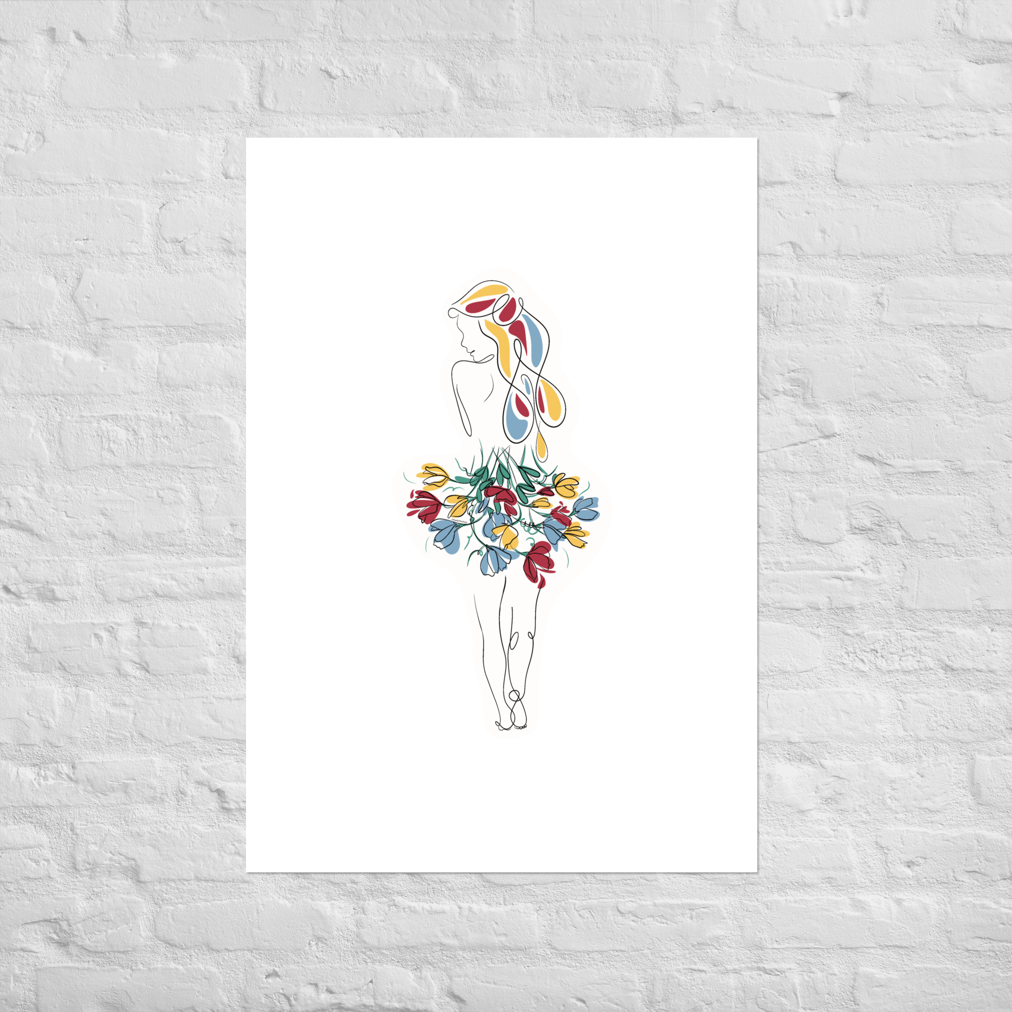 Femme Bouquet Coloré Affiche - Image 7