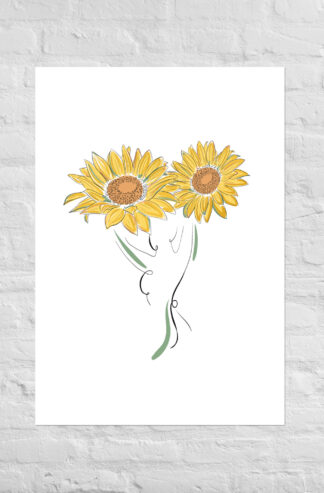 Femme Tournesol Affiche