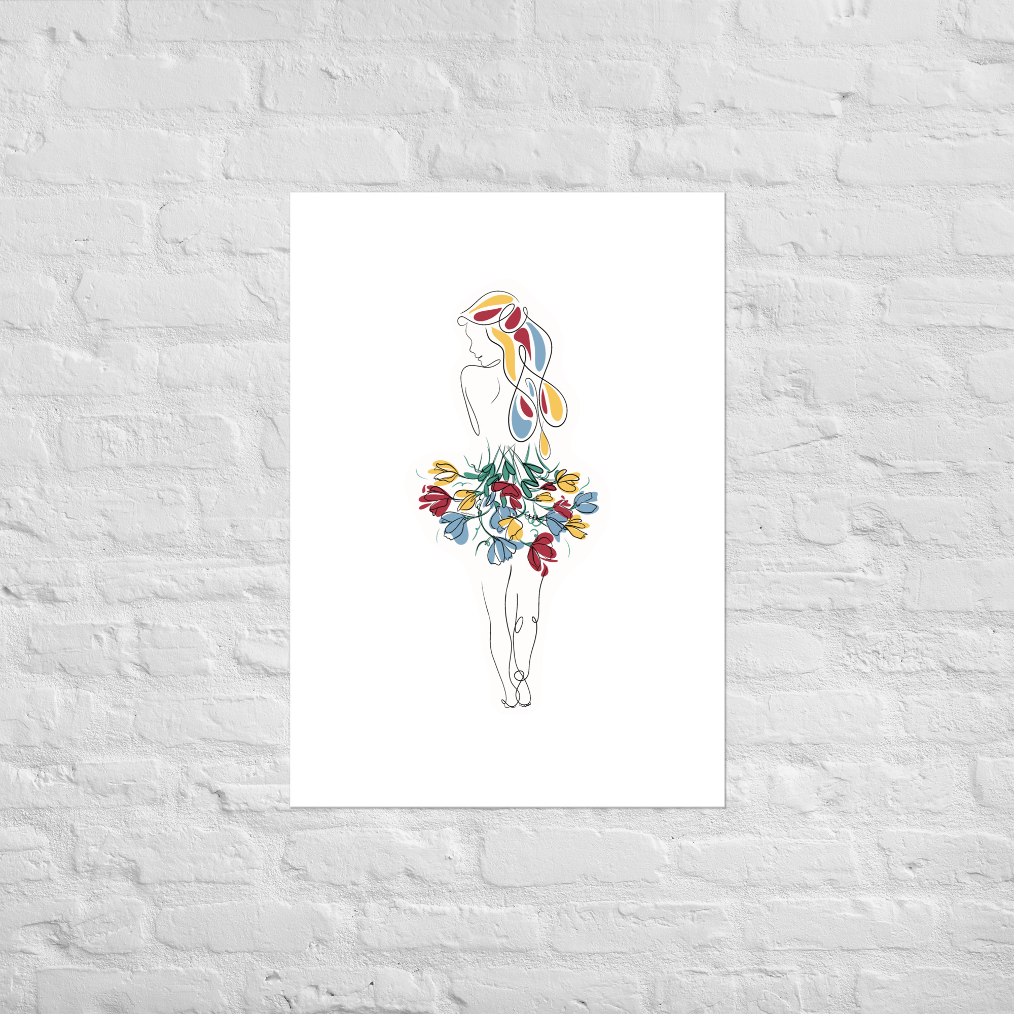 Femme Bouquet Coloré Affiche - Image 2
