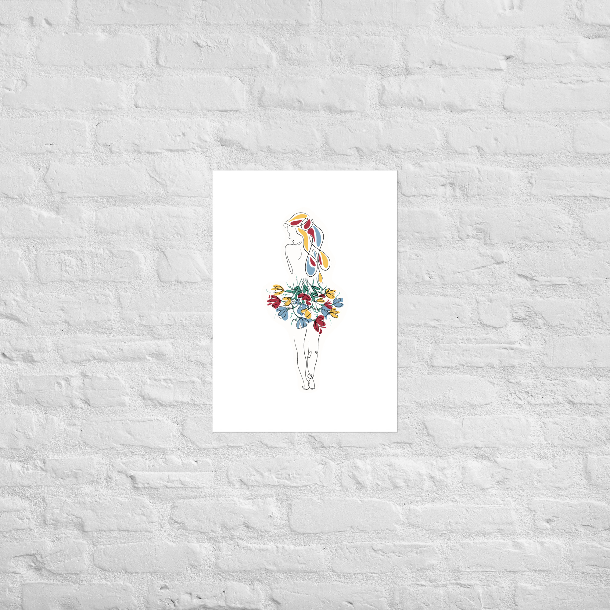 Femme Bouquet Coloré Affiche - Image 3