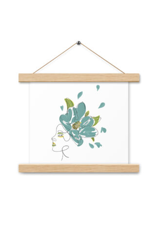 Femme Fleur Bleue Affiche avec accroches