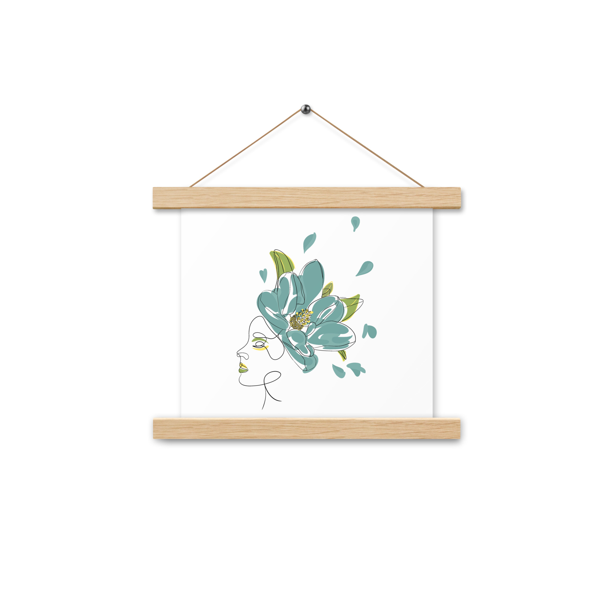 Femme Fleur Bleue Affiche avec accroches