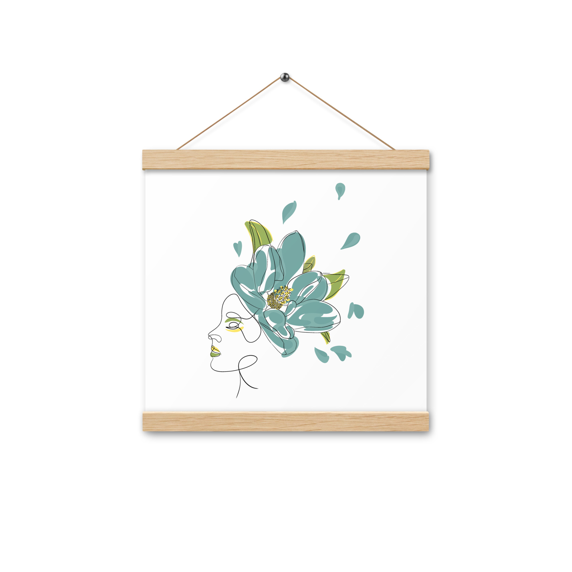 Femme Fleur Bleue Affiche avec accroches - Image 2