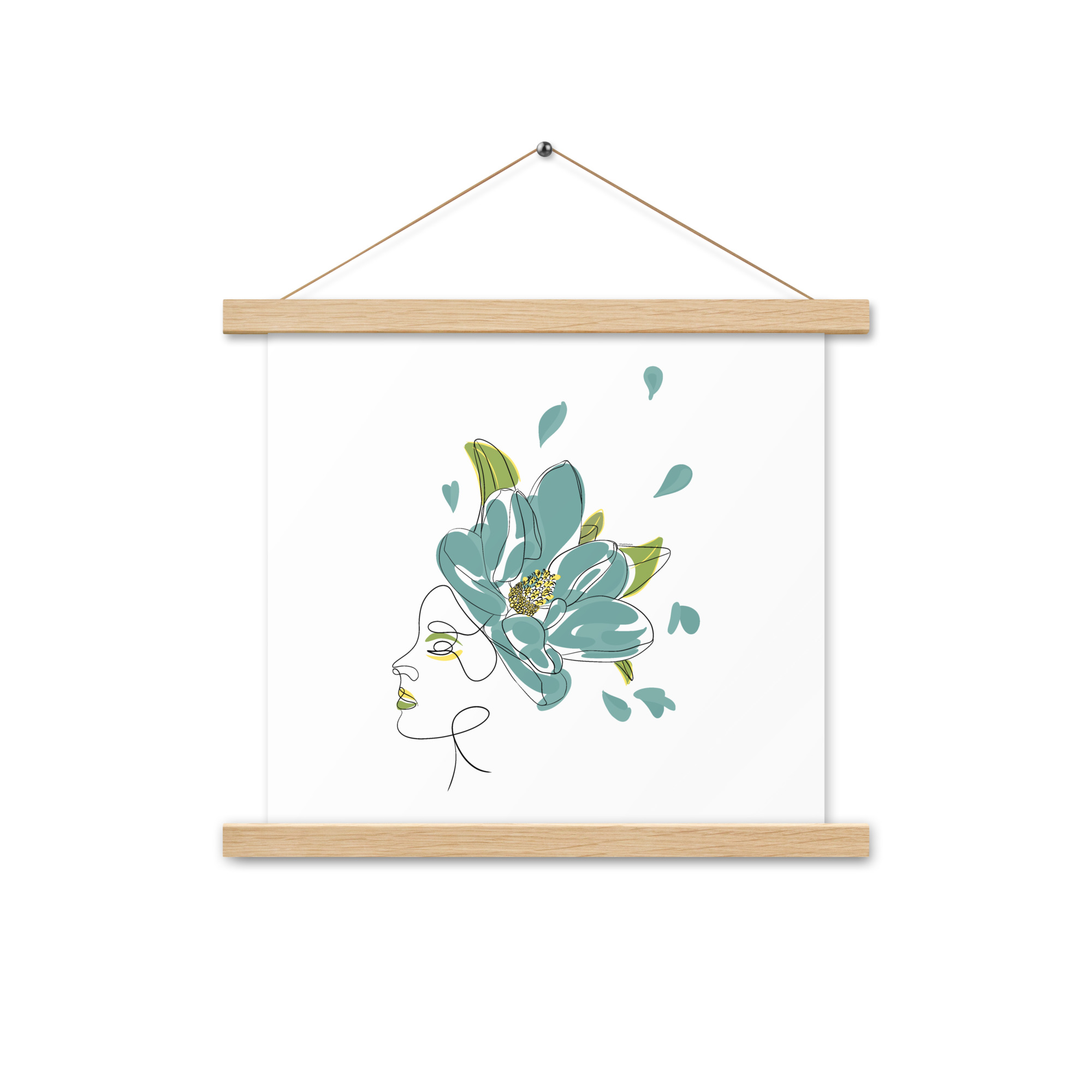 Femme Fleur Bleue Affiche avec accroches - Image 3