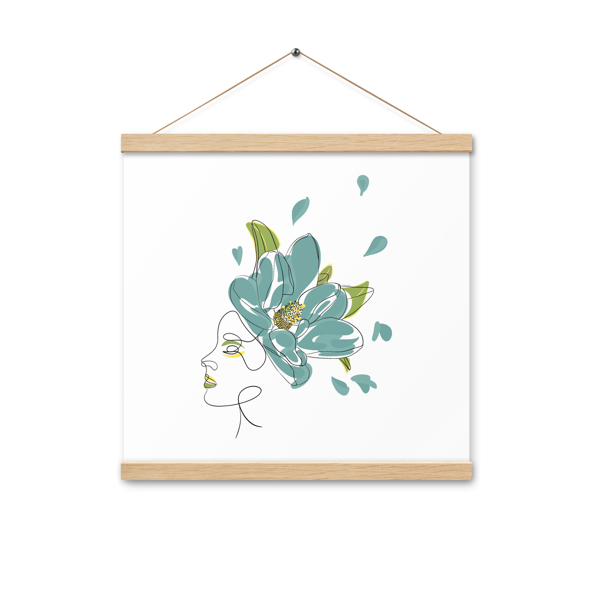 Femme Fleur Bleue Affiche avec accroches - Image 4