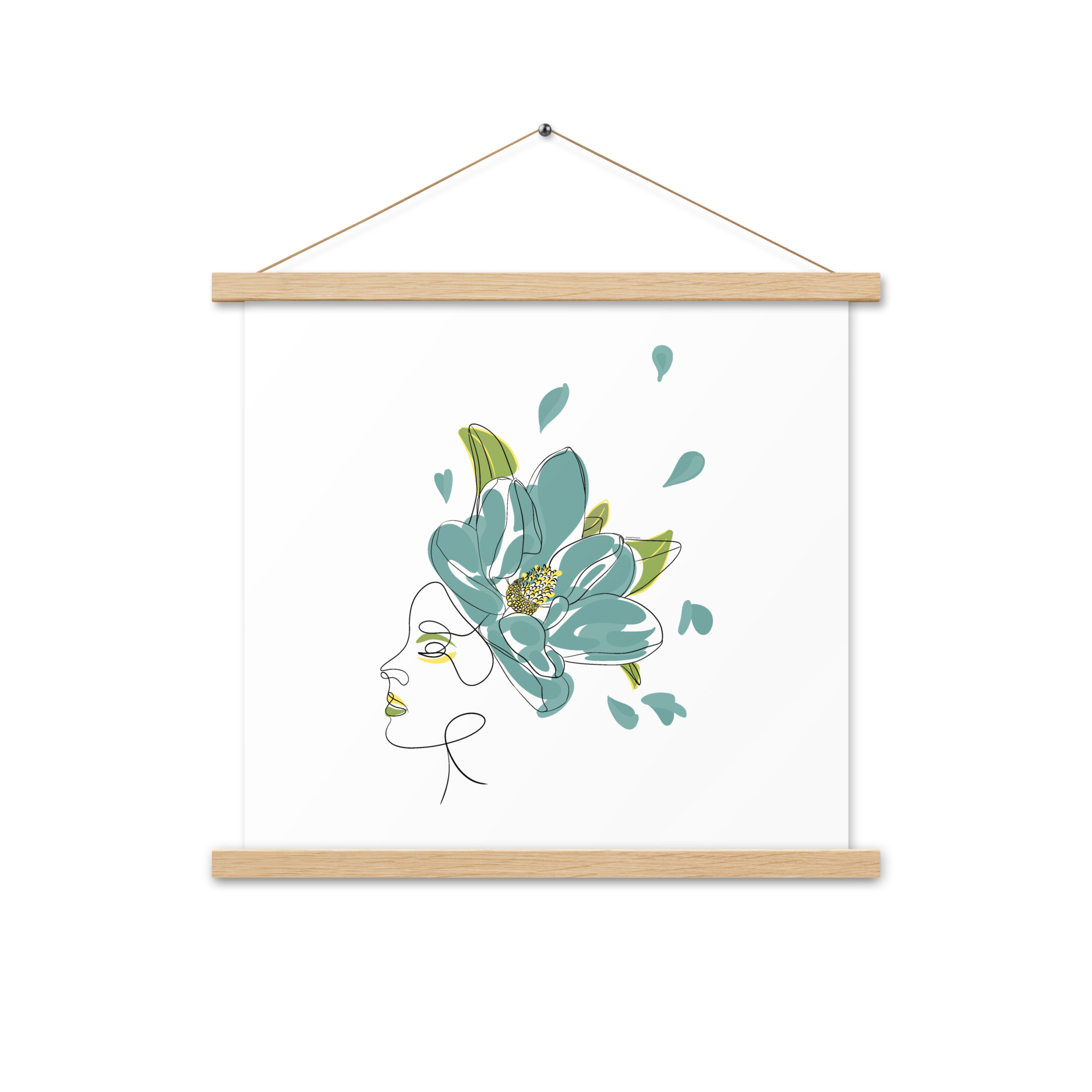 Femme Fleur Bleue Affiche avec accroches - Image 5