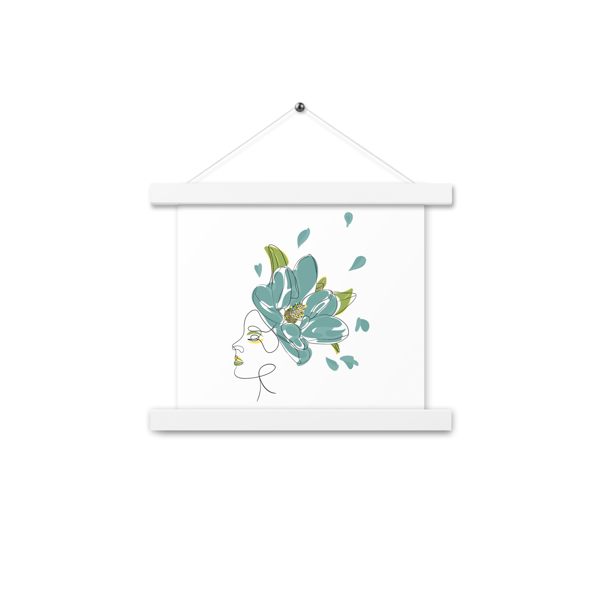 Femme Fleur Bleue Affiche avec accroches - Image 6