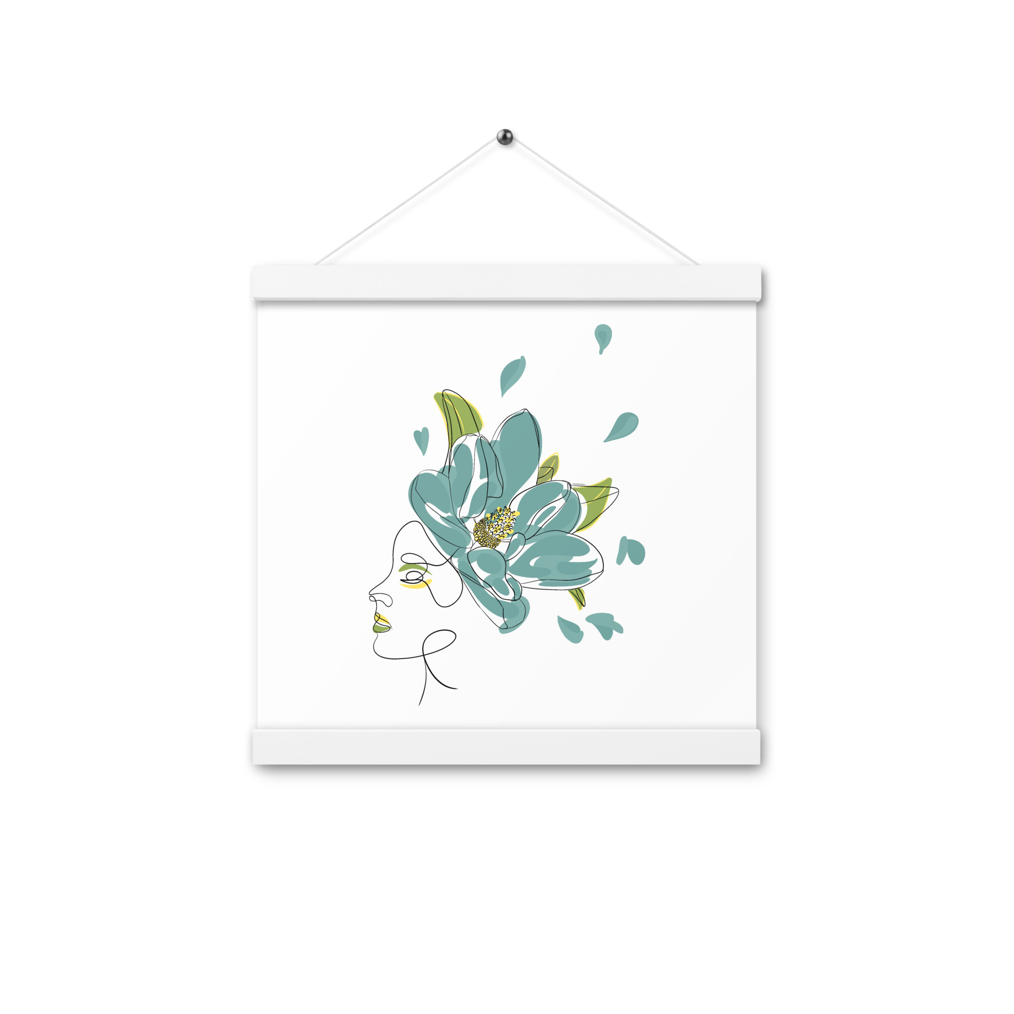 Femme Fleur Bleue Affiche avec accroches - Image 7