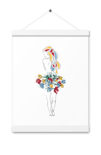 Femme Bouquet Coloré Affiche avec accroches