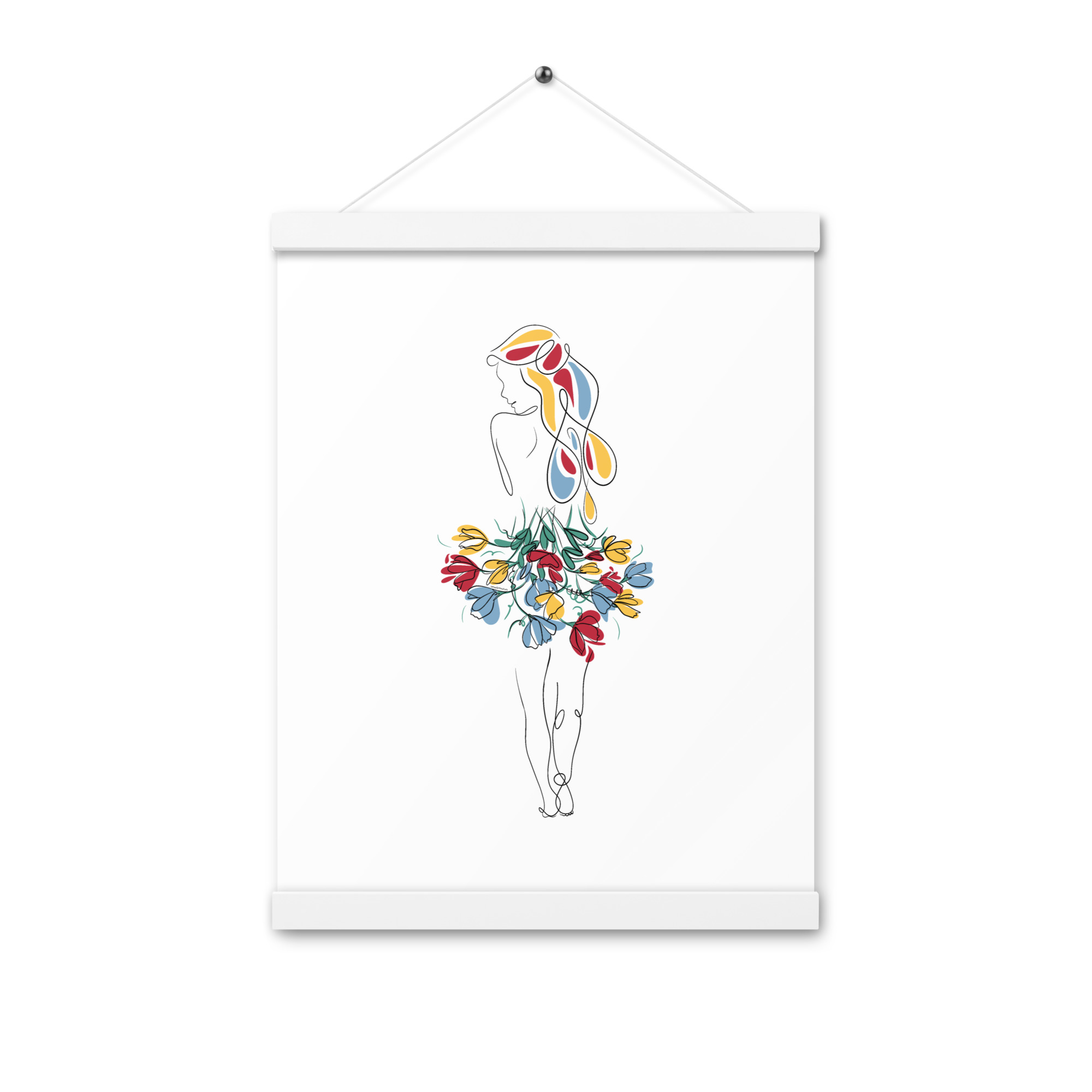 Femme Bouquet Coloré Affiche avec accroches