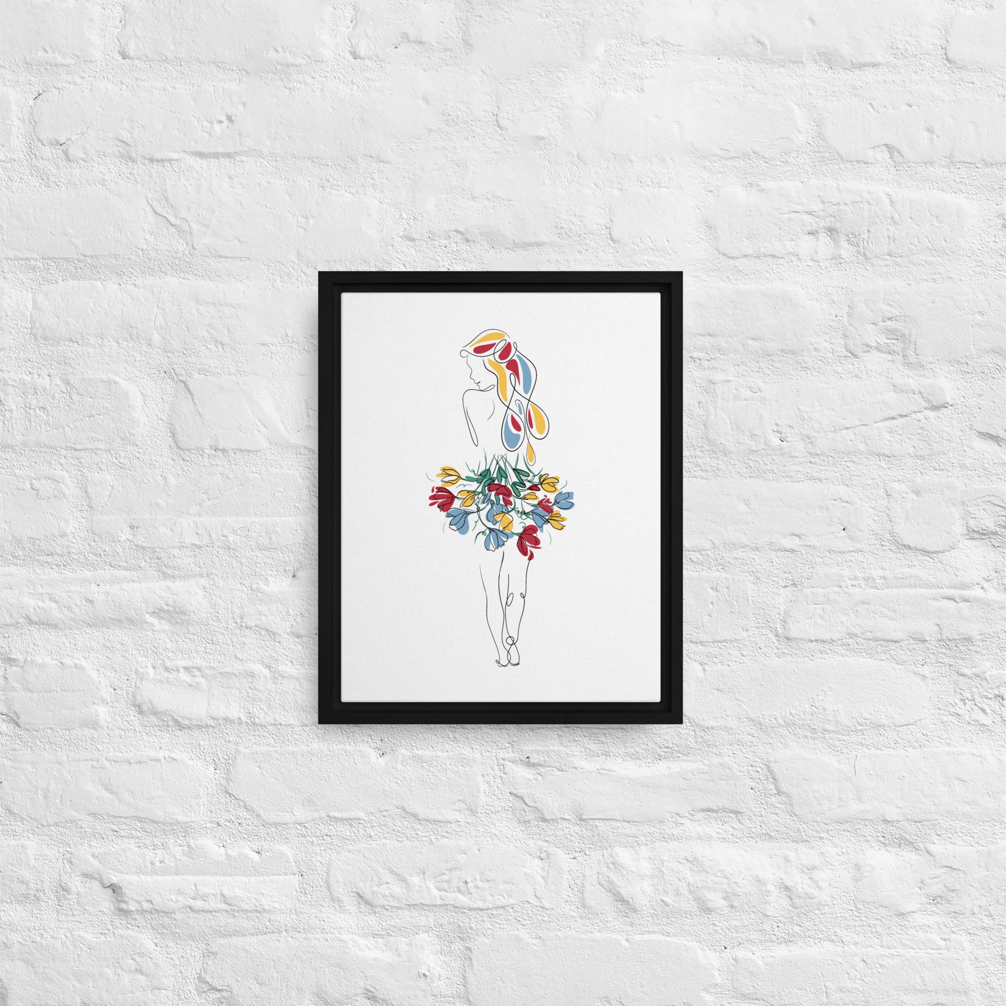 Femme Bouquet Coloré Toile encadrée - Image 4