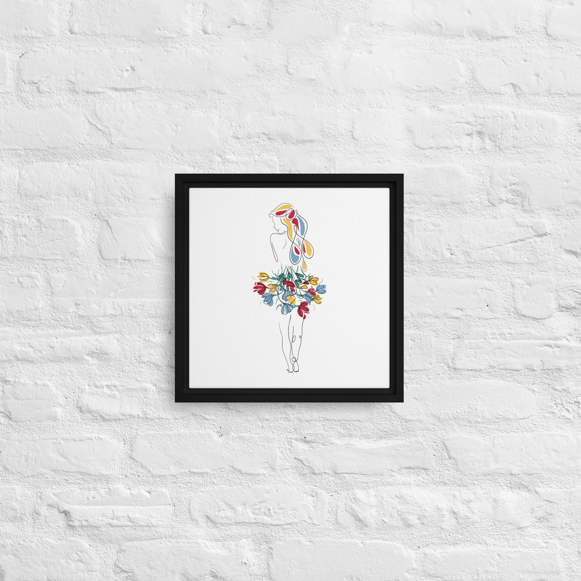 Femme Bouquet Coloré Toile encadrée - Image 5