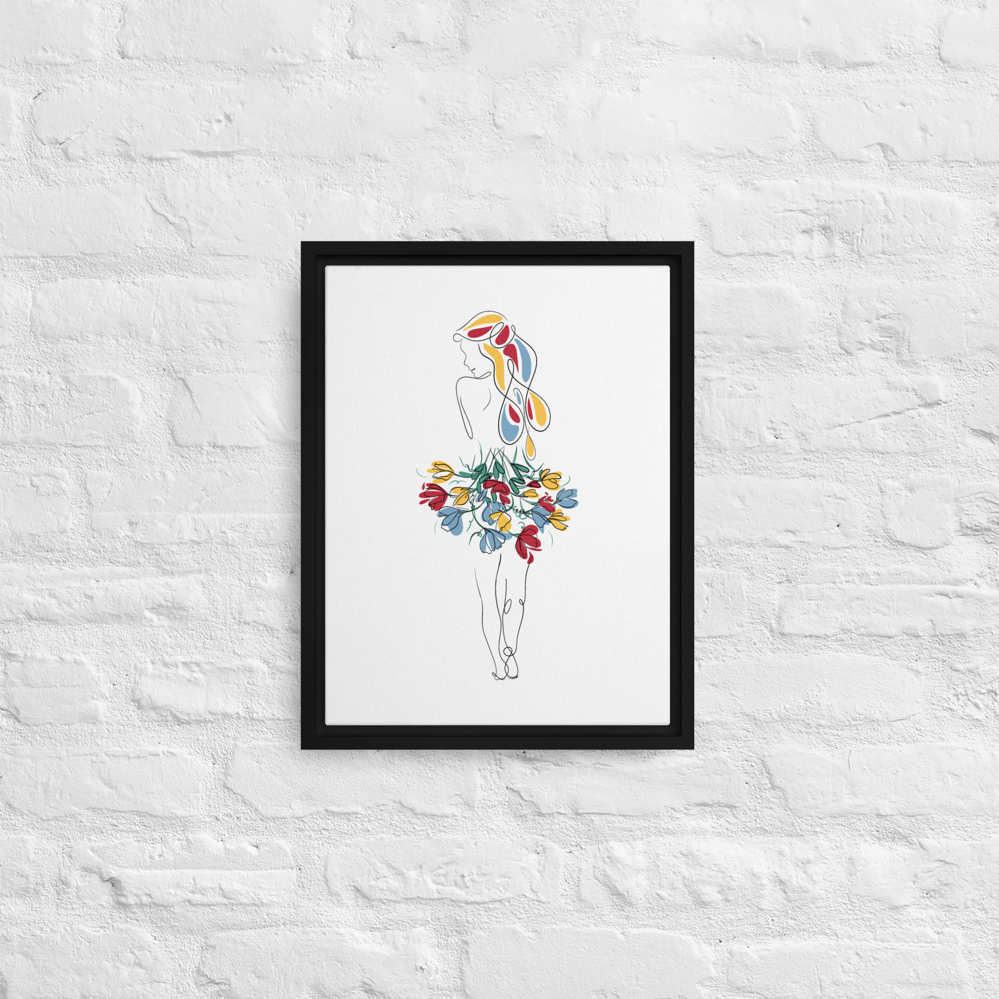 Femme Bouquet Coloré Toile encadrée - Image 6