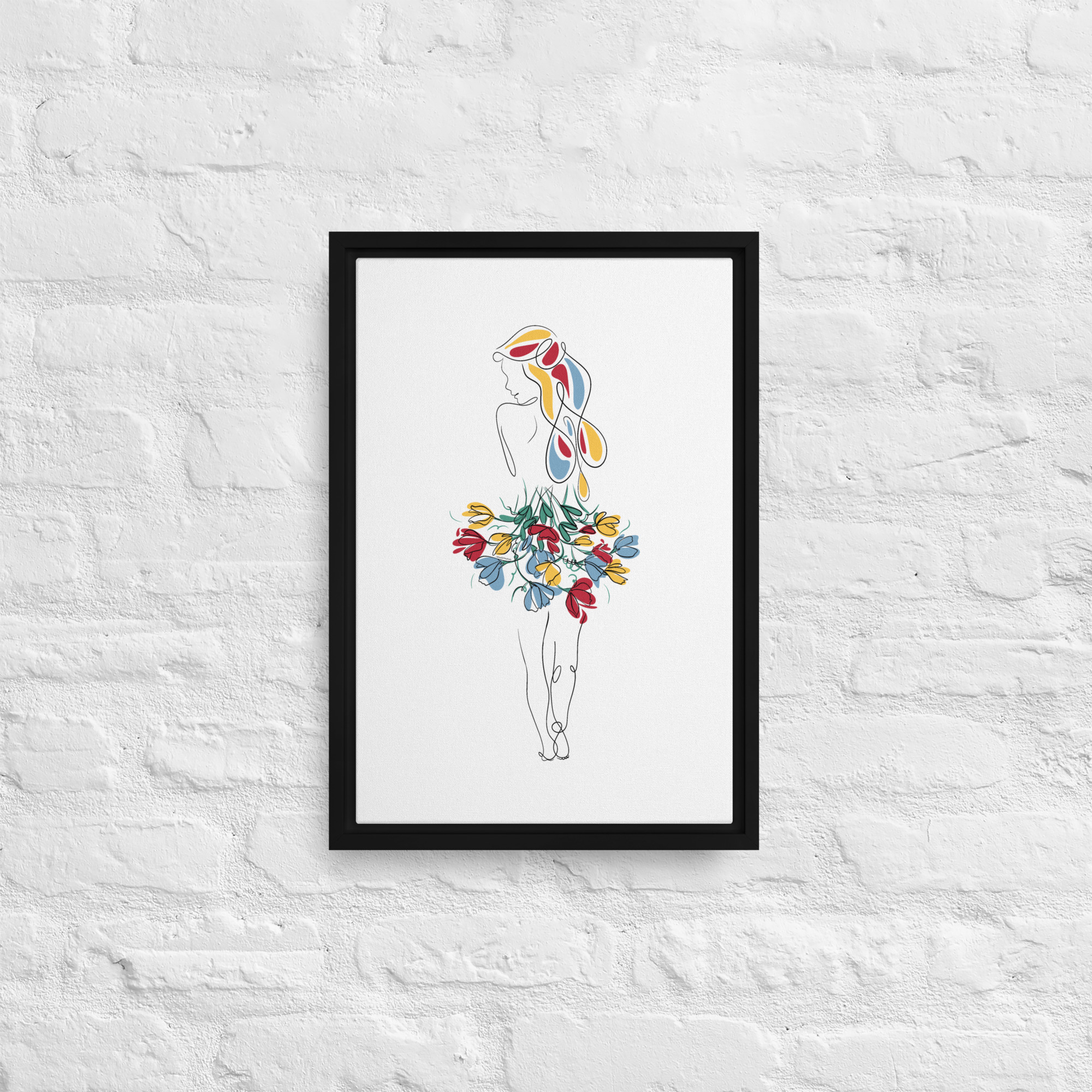 Femme Bouquet Coloré Toile encadrée - Image 7