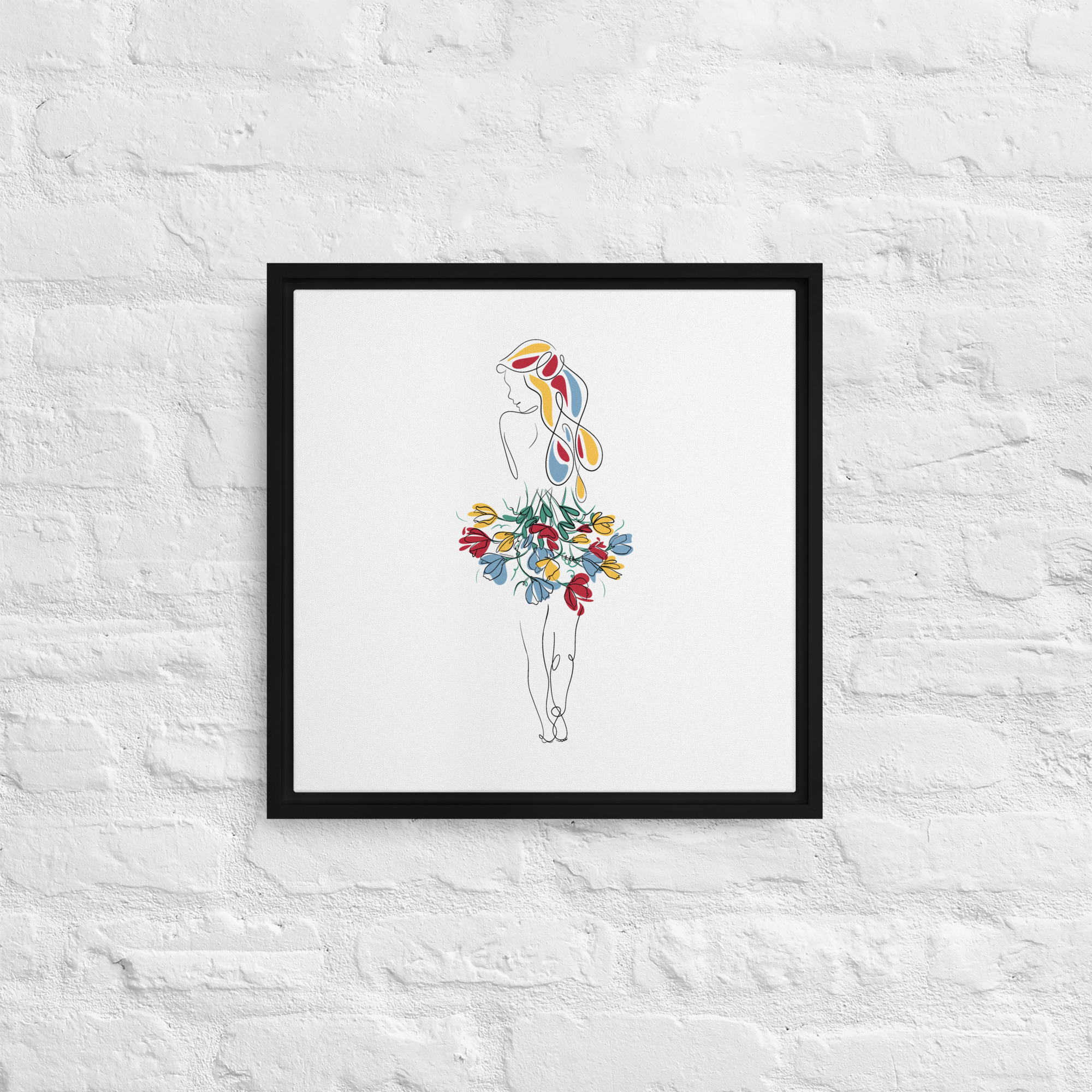 Femme Bouquet Coloré Toile encadrée - Image 8