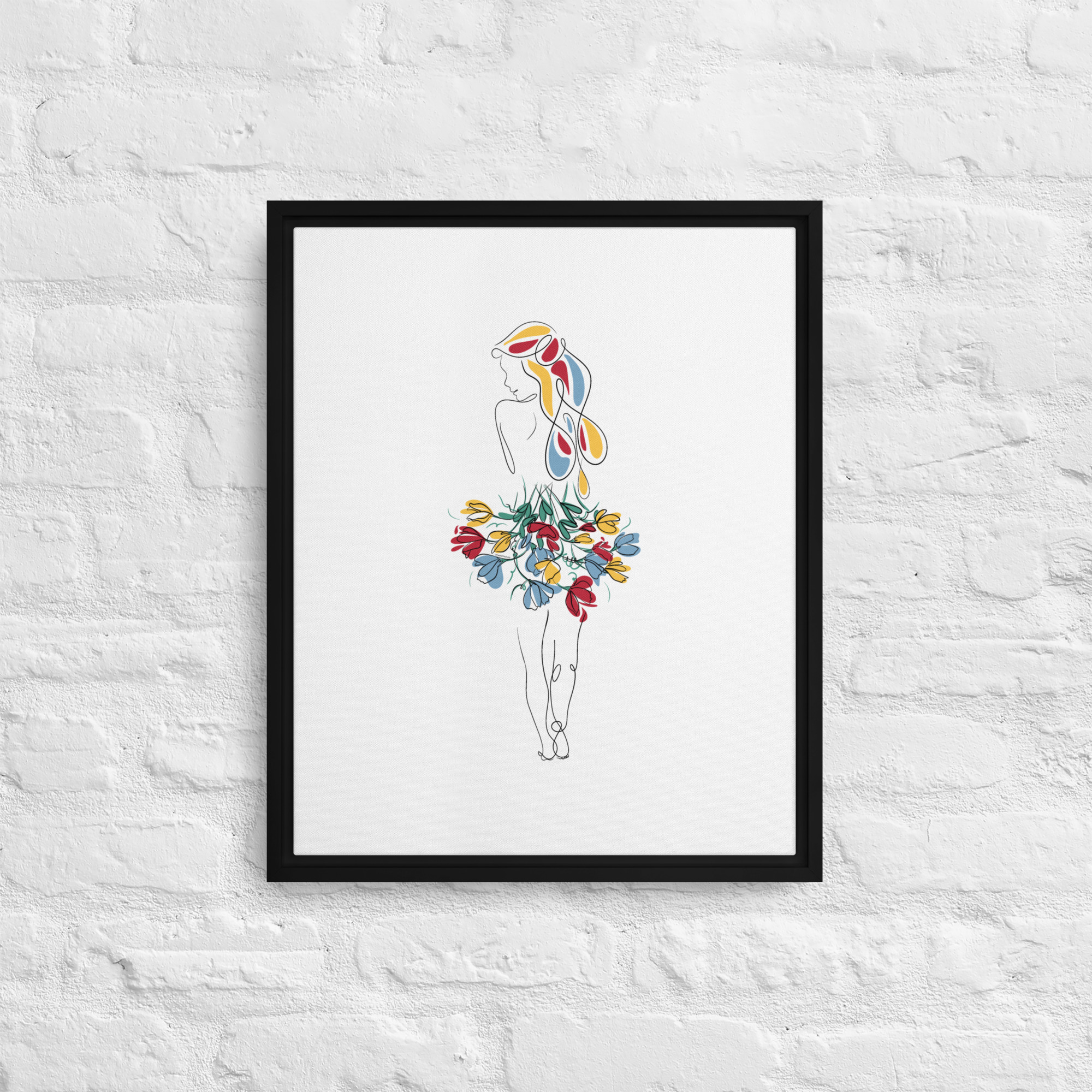 Femme Bouquet Coloré Toile encadrée - Image 9