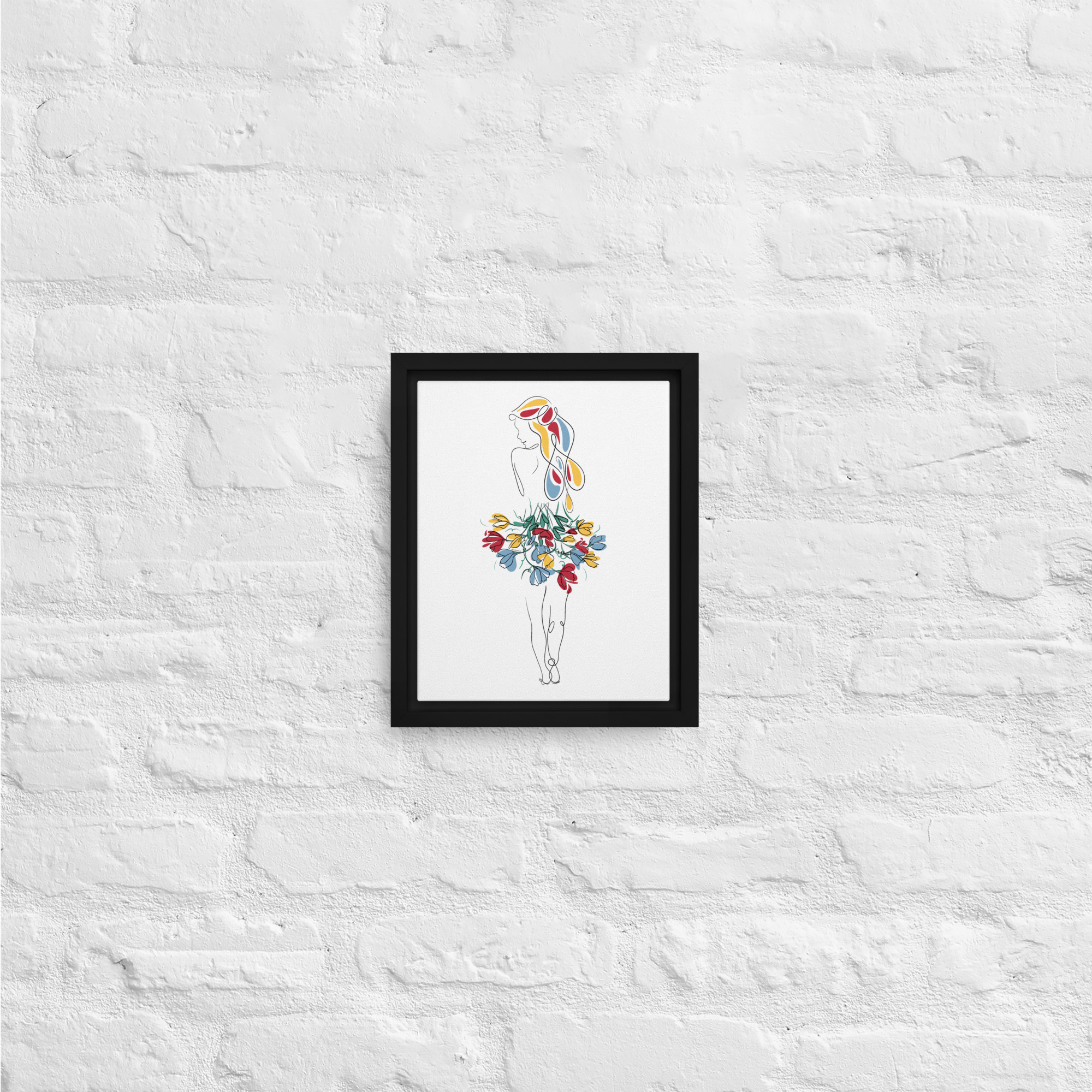 Femme Bouquet Coloré Toile encadrée - Image 2