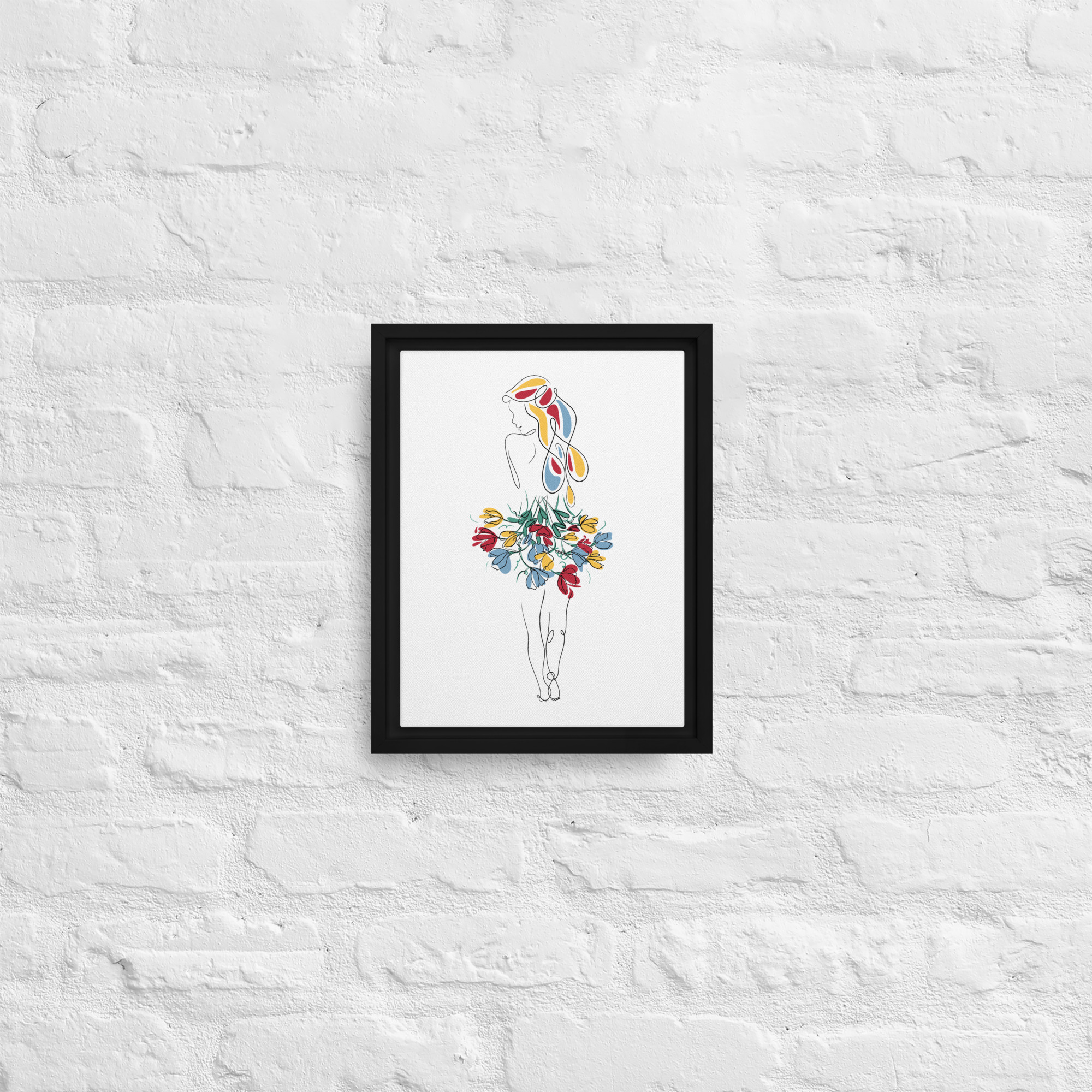 Femme Bouquet Coloré Toile encadrée - Image 3