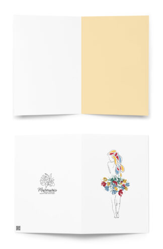 Femme Bouquet Coloré Carte de vœux