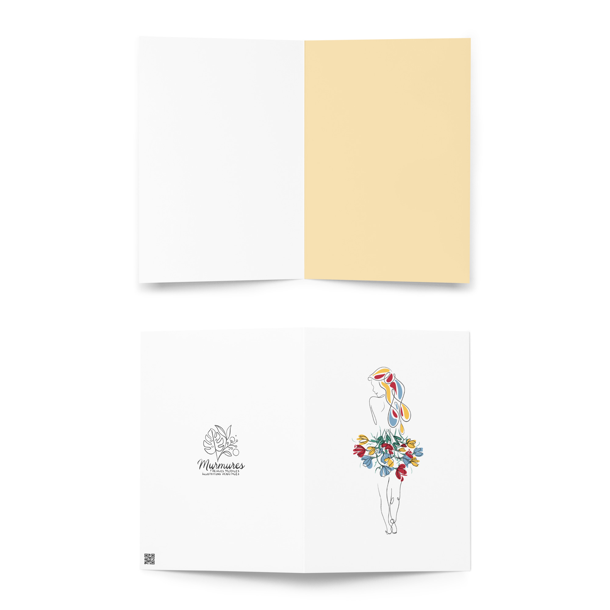 Femme Bouquet Coloré Carte de vœux