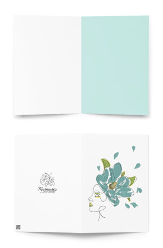 Femme Fleur Bleue Carte de vœux