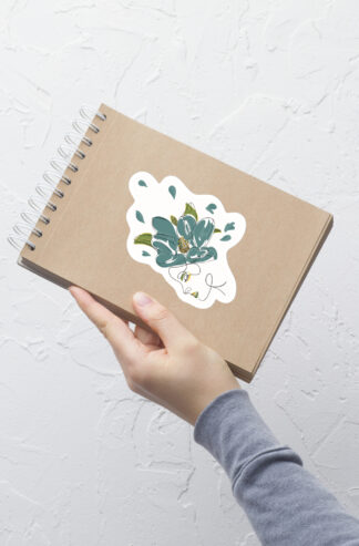 Femme Fleur Bleue Autocollant