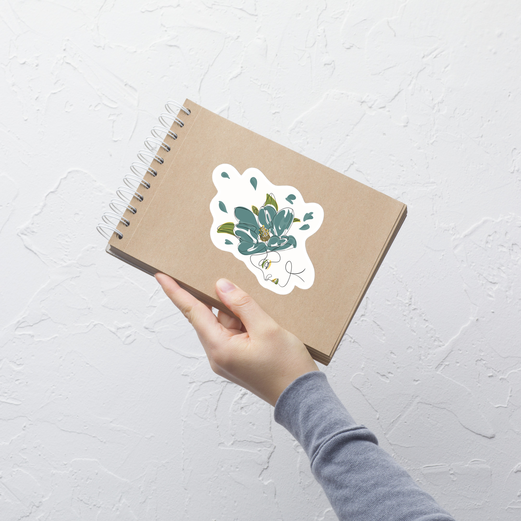 Femme Fleur Bleue Autocollant