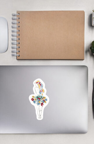 Femme Bouquet Coloré Autocollant