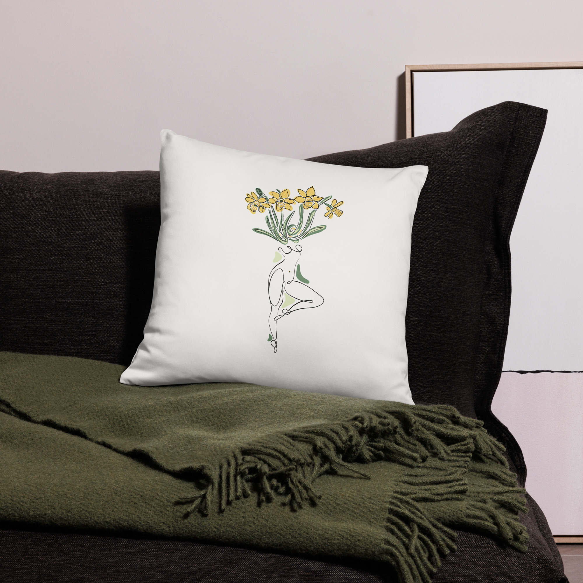Femme Jonquille Housse de Coussin