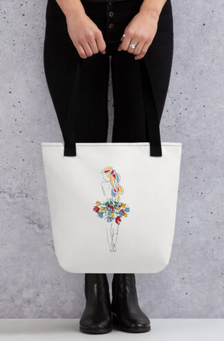 Femme Bouquet Coloré Tote bag