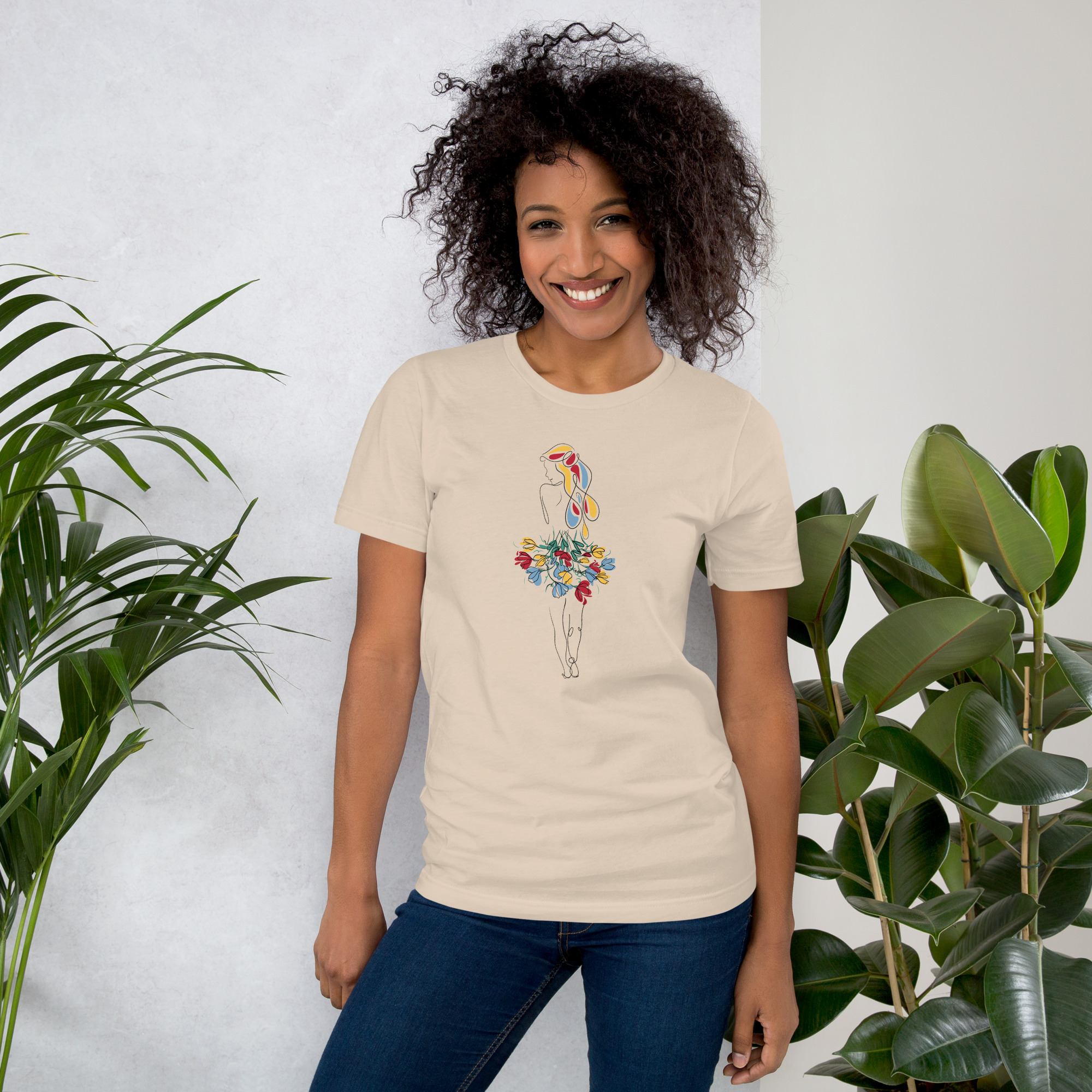 Femme Bouquet Coloré T-shirt unisexe – Image 5